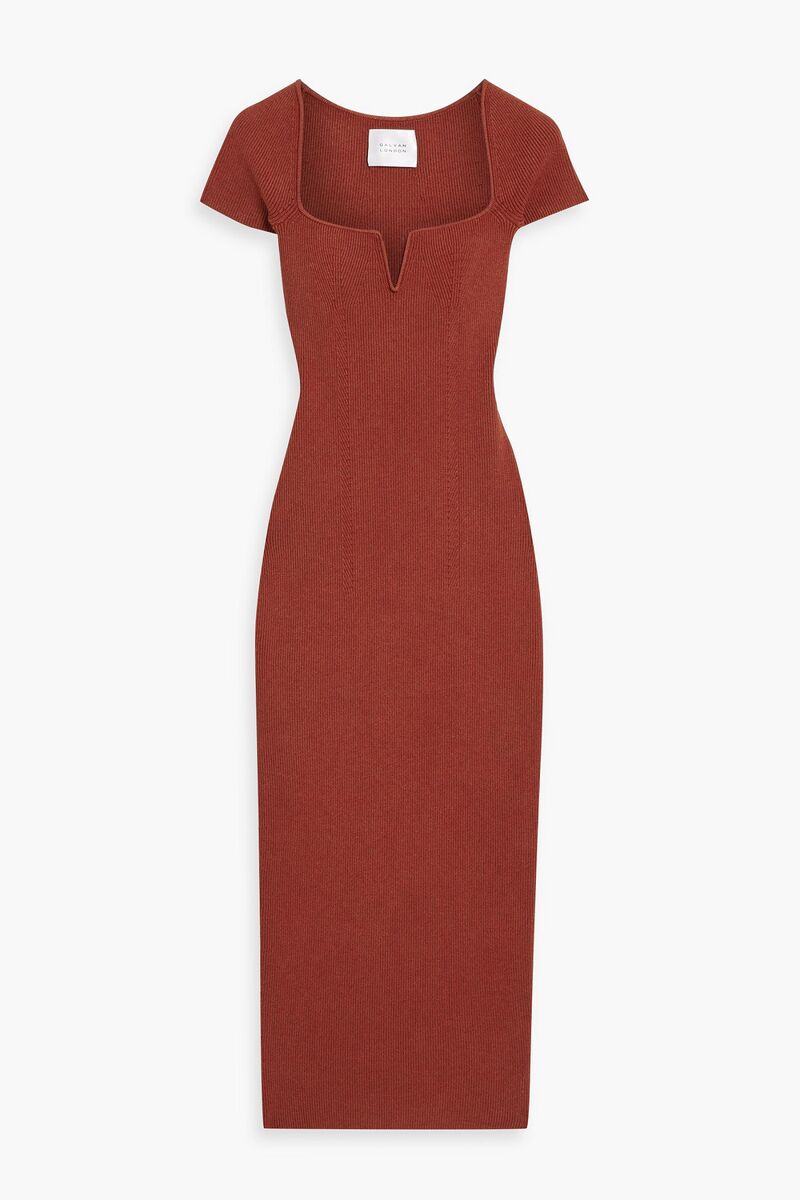 Galvan London - Ribbed-knit midi dress - Red - XL