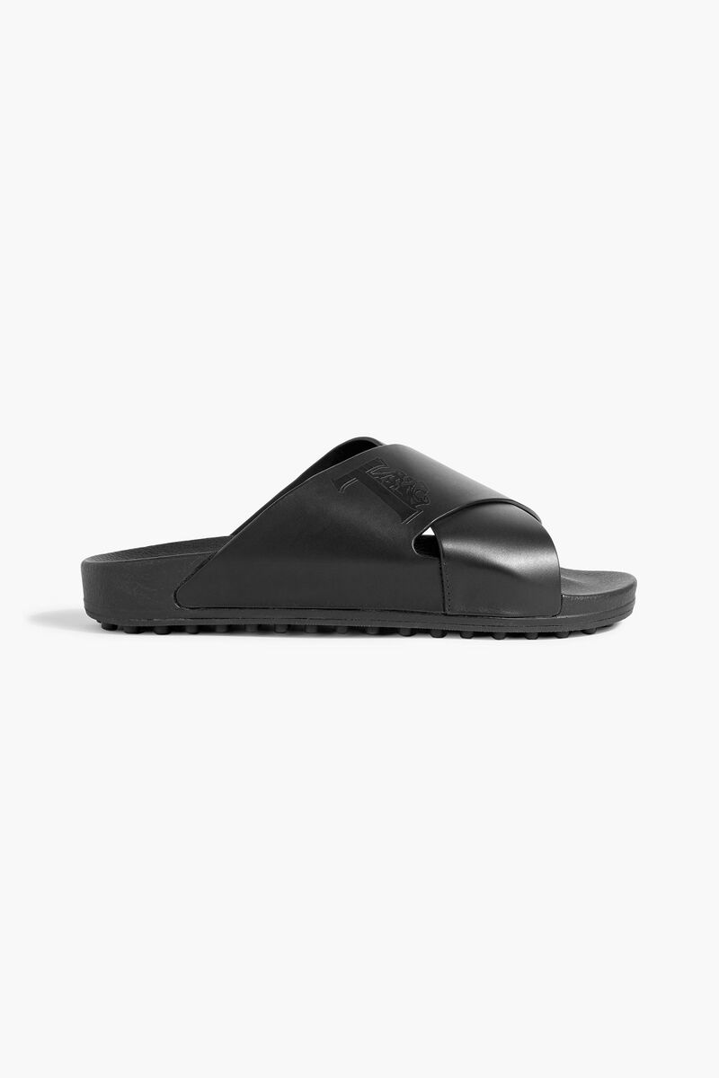 Tod's - Embossed leather sandals - Black - UK 9