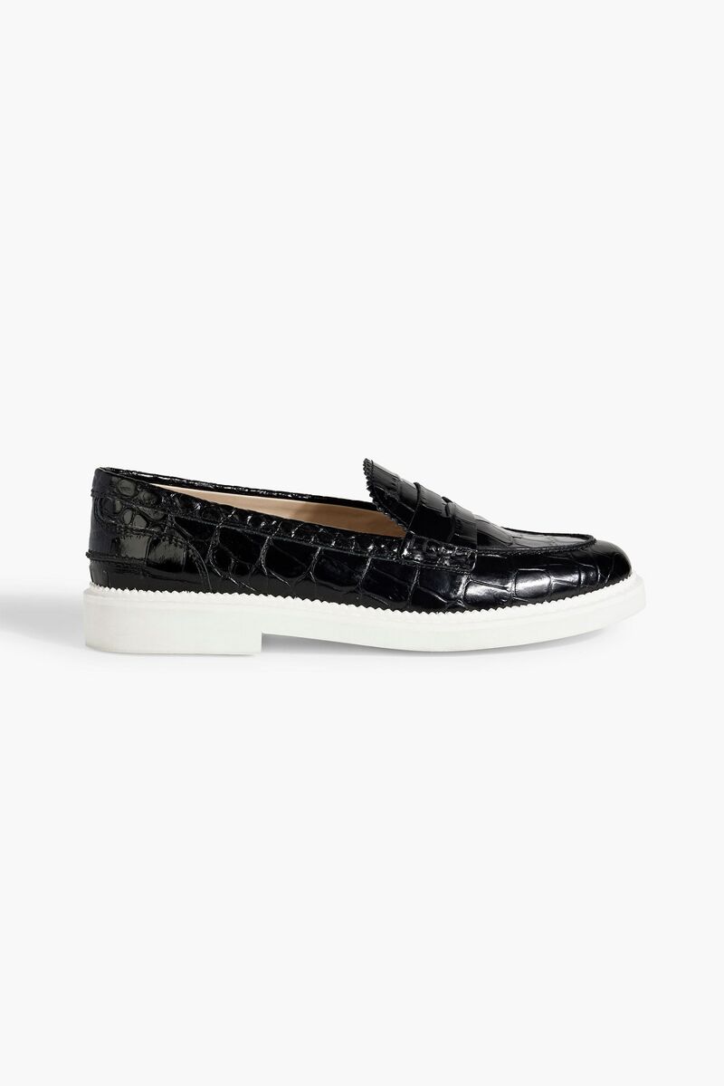 Tod's - Croc-effect leather loafers - Black - EU 35