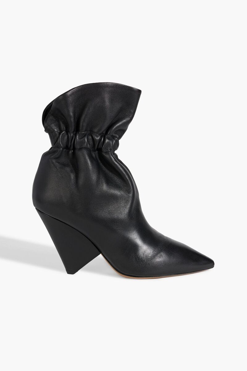 Isabel Marant - Lileas gathered leather ankle boots - Black - EU 36