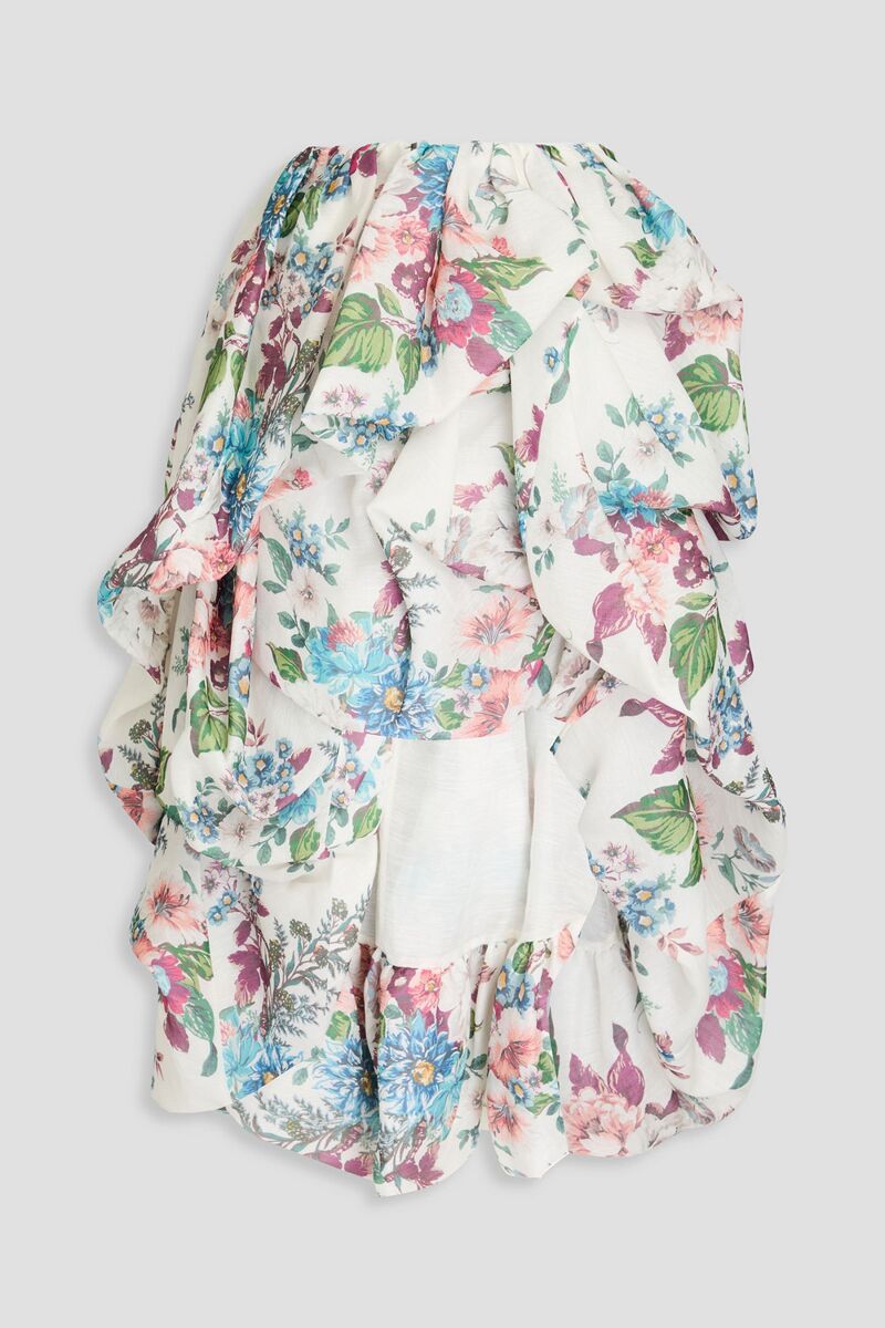 Zimmermann - Draped linen and silk-blend gauze midi skirt - White - 1