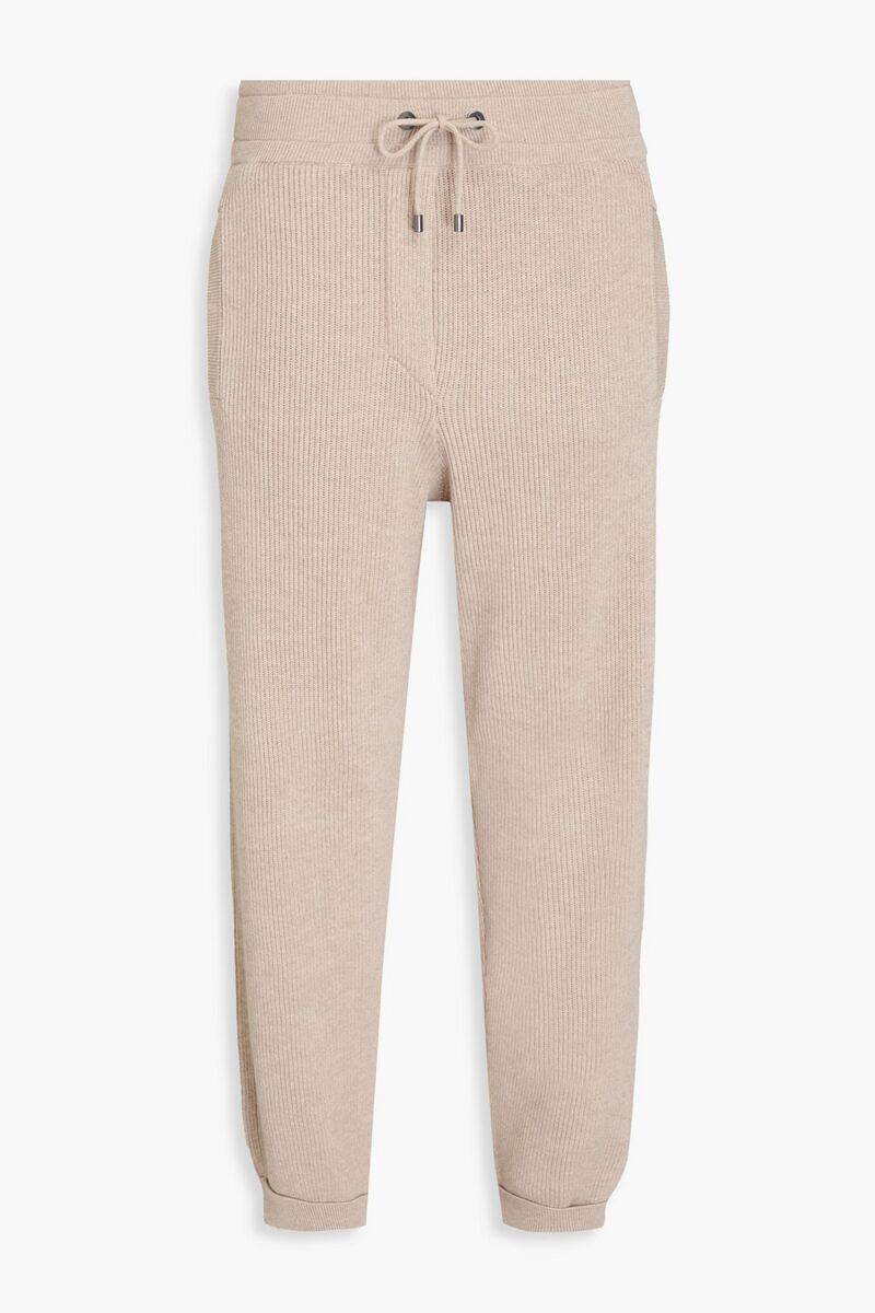 Brunello Cucinelli - Ribbed cotton track pants - Neutral - XS