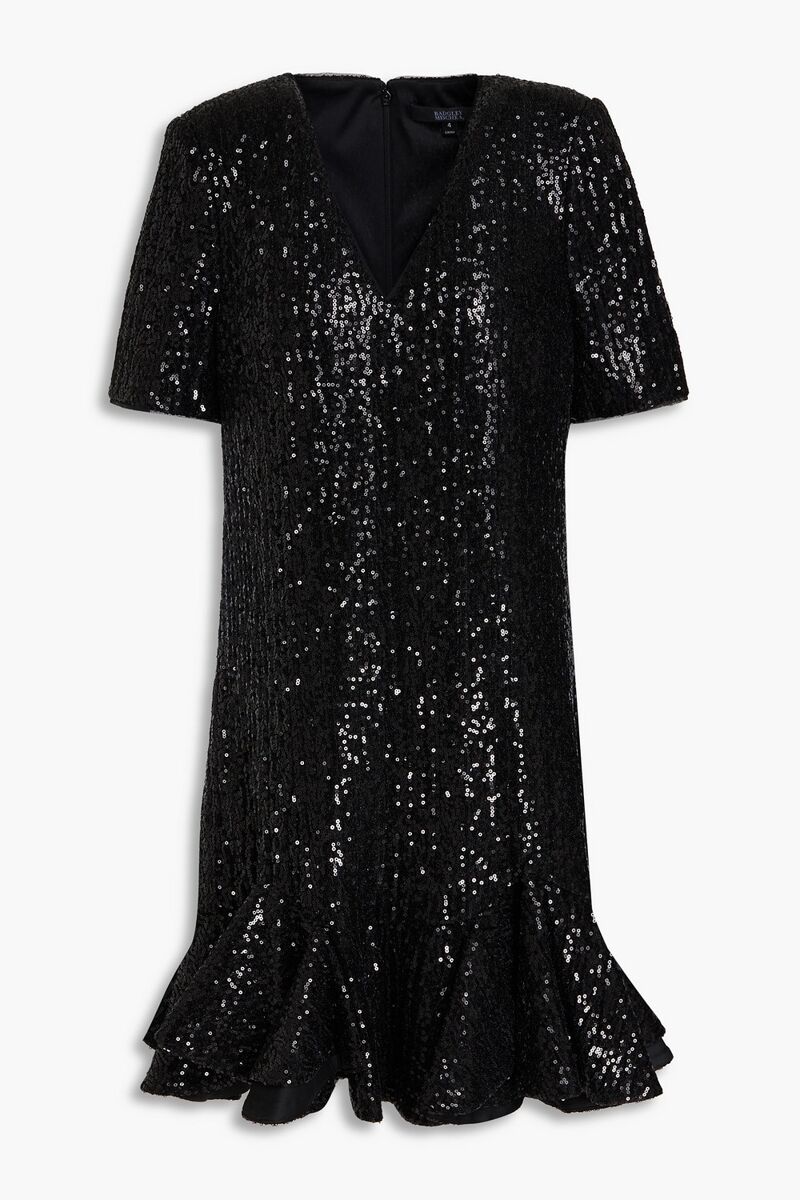 Badgley Mischka - Sequined tulle mini dress - Black - US 6