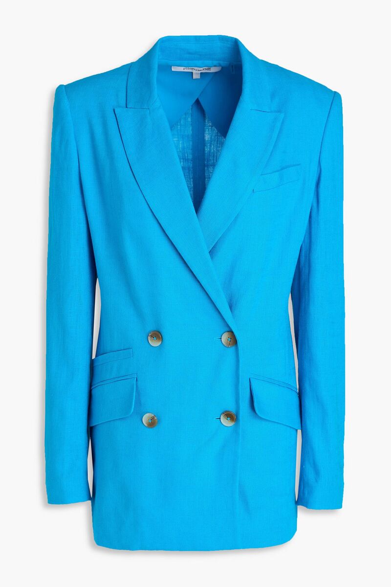 Diane von Furstenberg - Madison double-breasted slub woven blazer - Blue - US 0