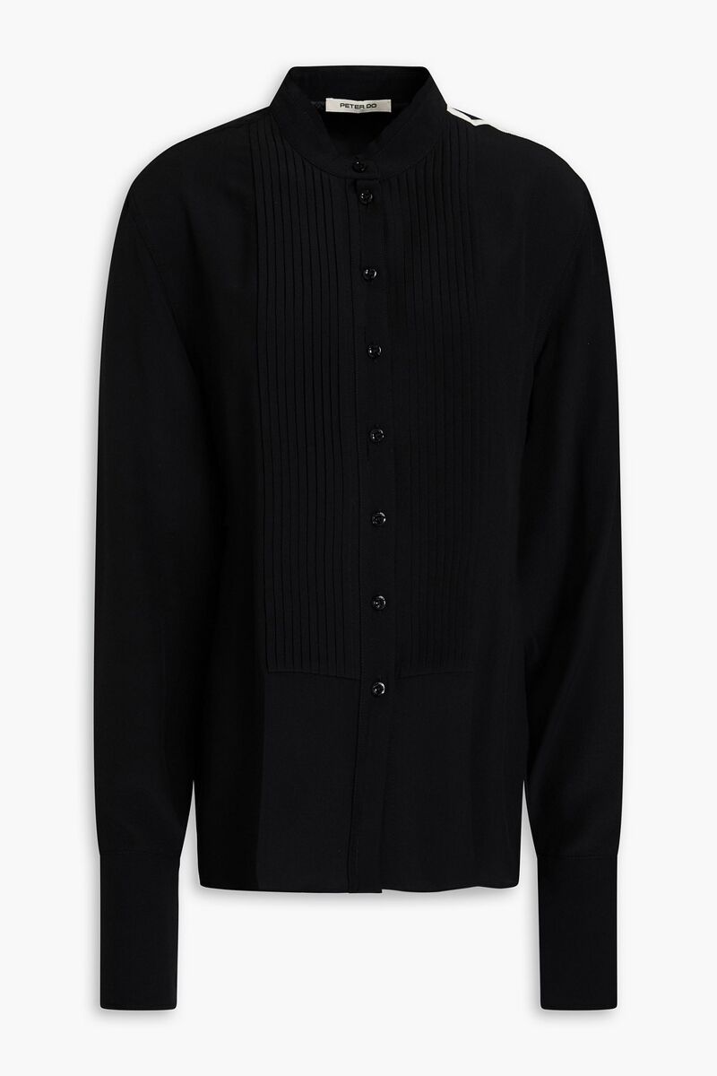 Peter Do - Pintucked silk crepe de chine shirt - Black - FR 34