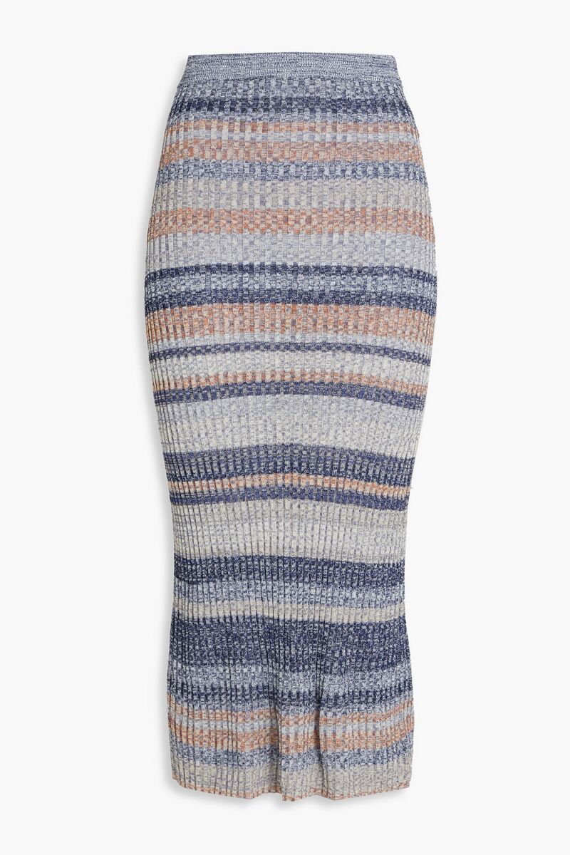 Zimmermann - Striped ribbed-knit midi skirt - Blue - 0