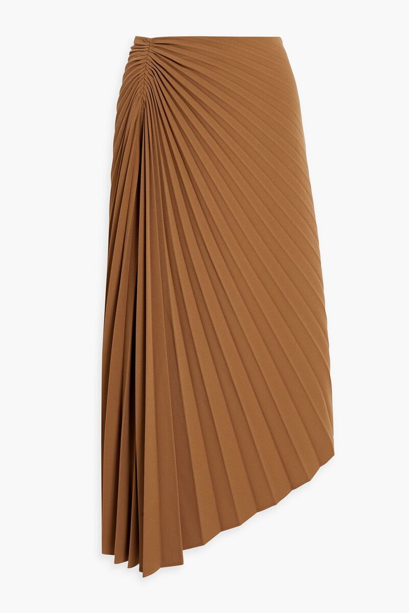 A.L.C. - Tracy asymmetric pleated woven maxi skirt - Brown - US 2