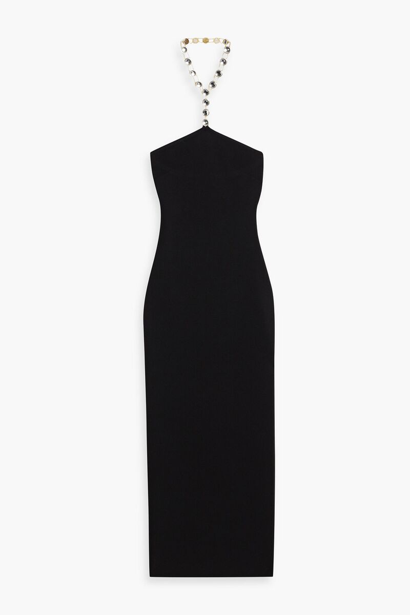 Galvan London - Mirror-embellished stretch-knit midi dress - Black - XL