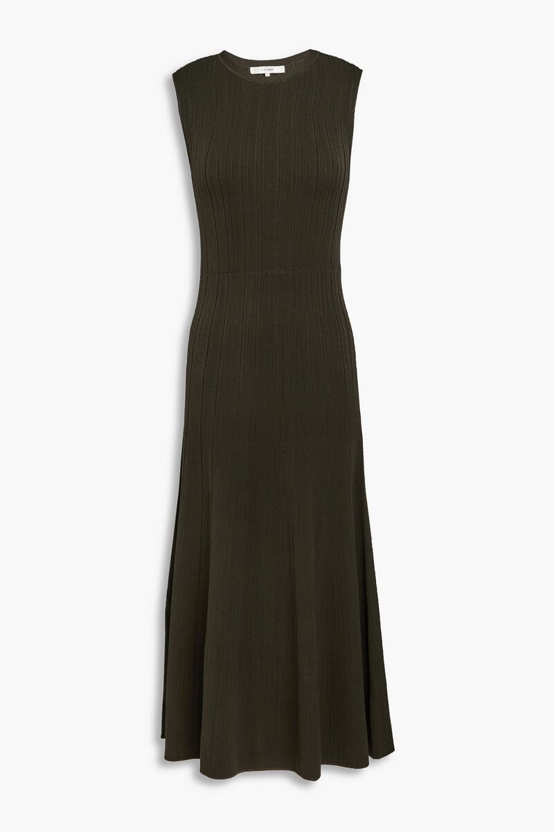 FRAME - Ribbed-knit midi dress - Green - XXS
