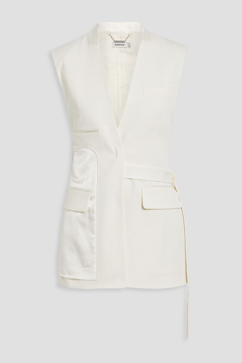 SIMKHAI - Kirby satin-paneled twill vest - White - US 4