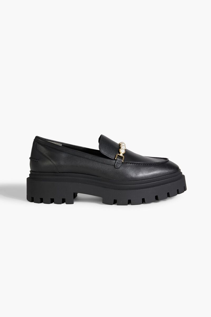 Stuart Weitzman - Perla embellished patent-leather platform loafers - Black - EU 40.5