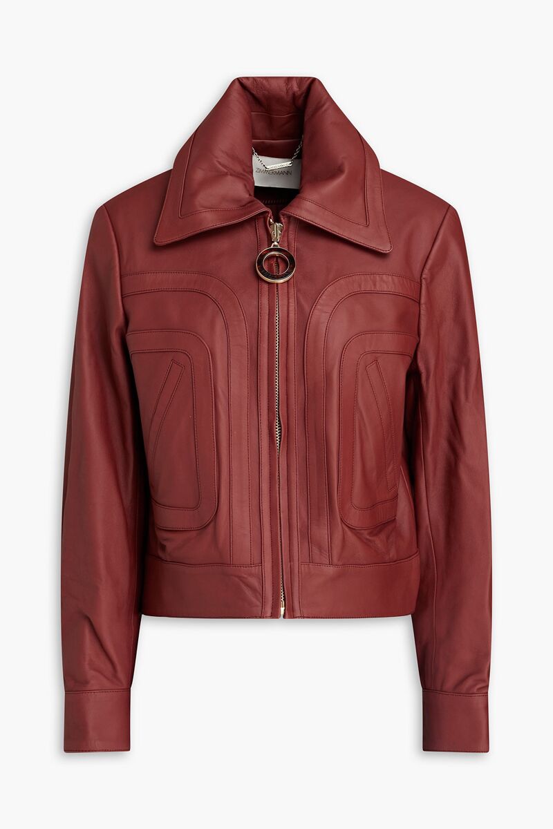 Zimmermann - Cropped leather jacket - Red - 00