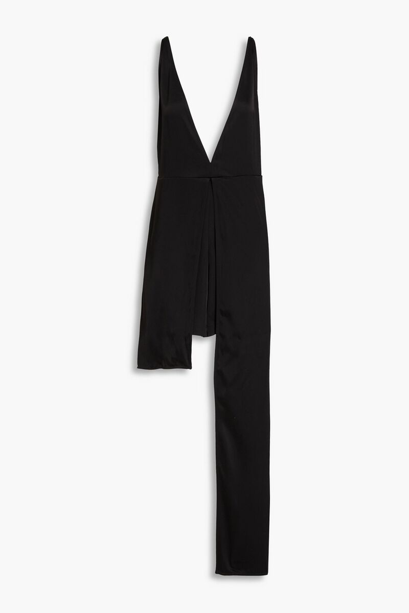 JW Anderson - Asymmetric draped satin playsuit - Black - UK 8