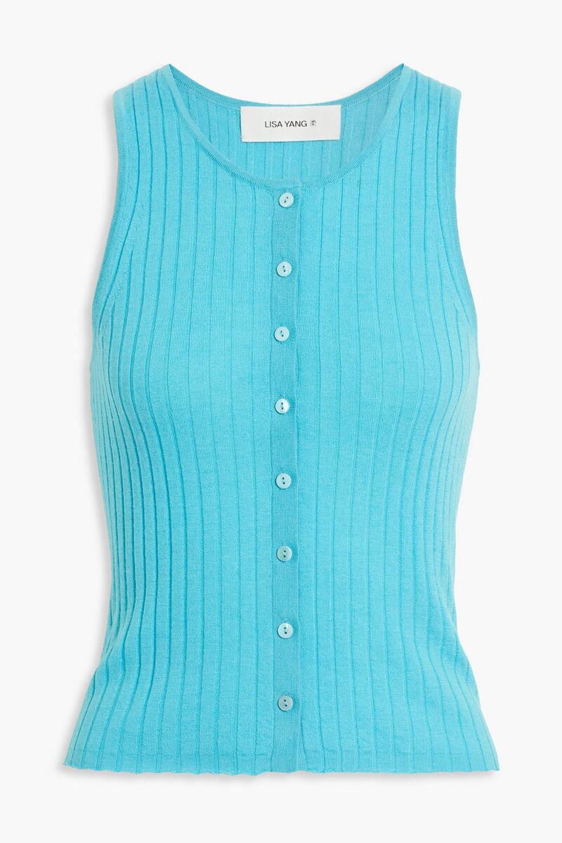 LISA YANG - Cameron ribbed cashmere top - Blue - 2
