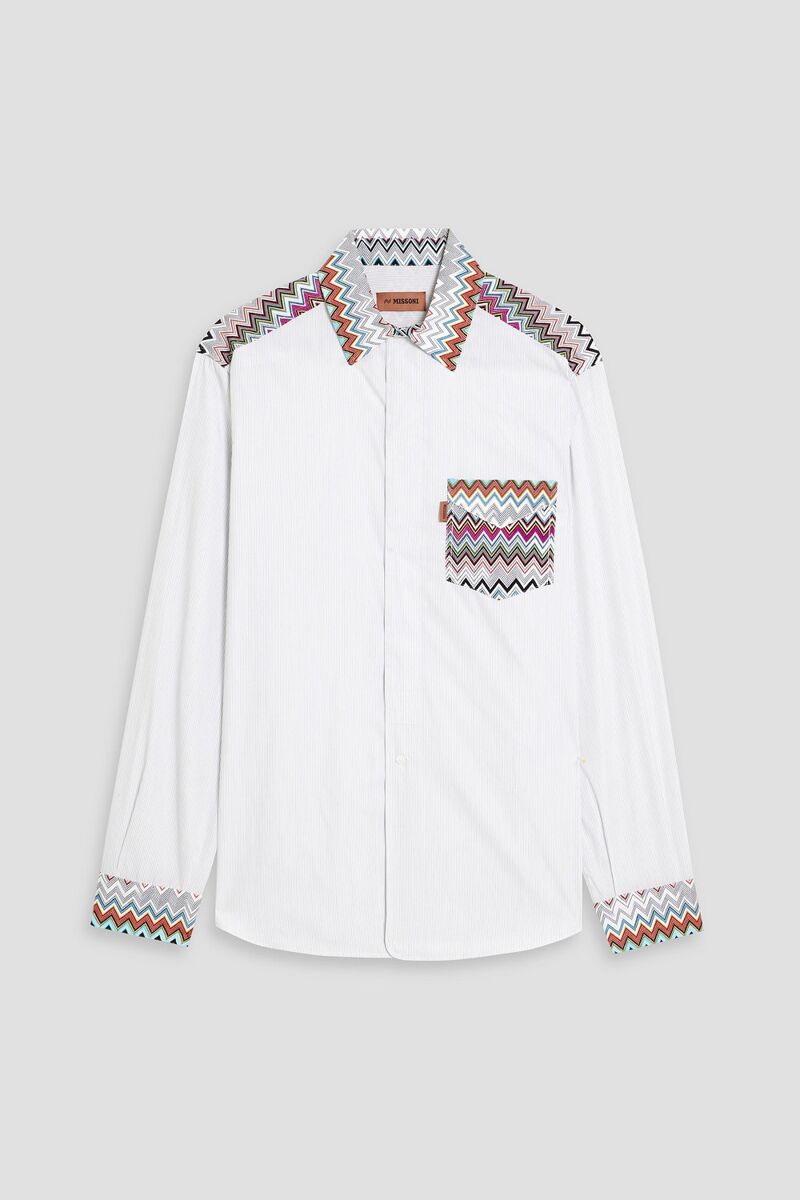 Missoni - Crochet knit-trimmed pinstriped cotton-poplin shirt - White - IT 44