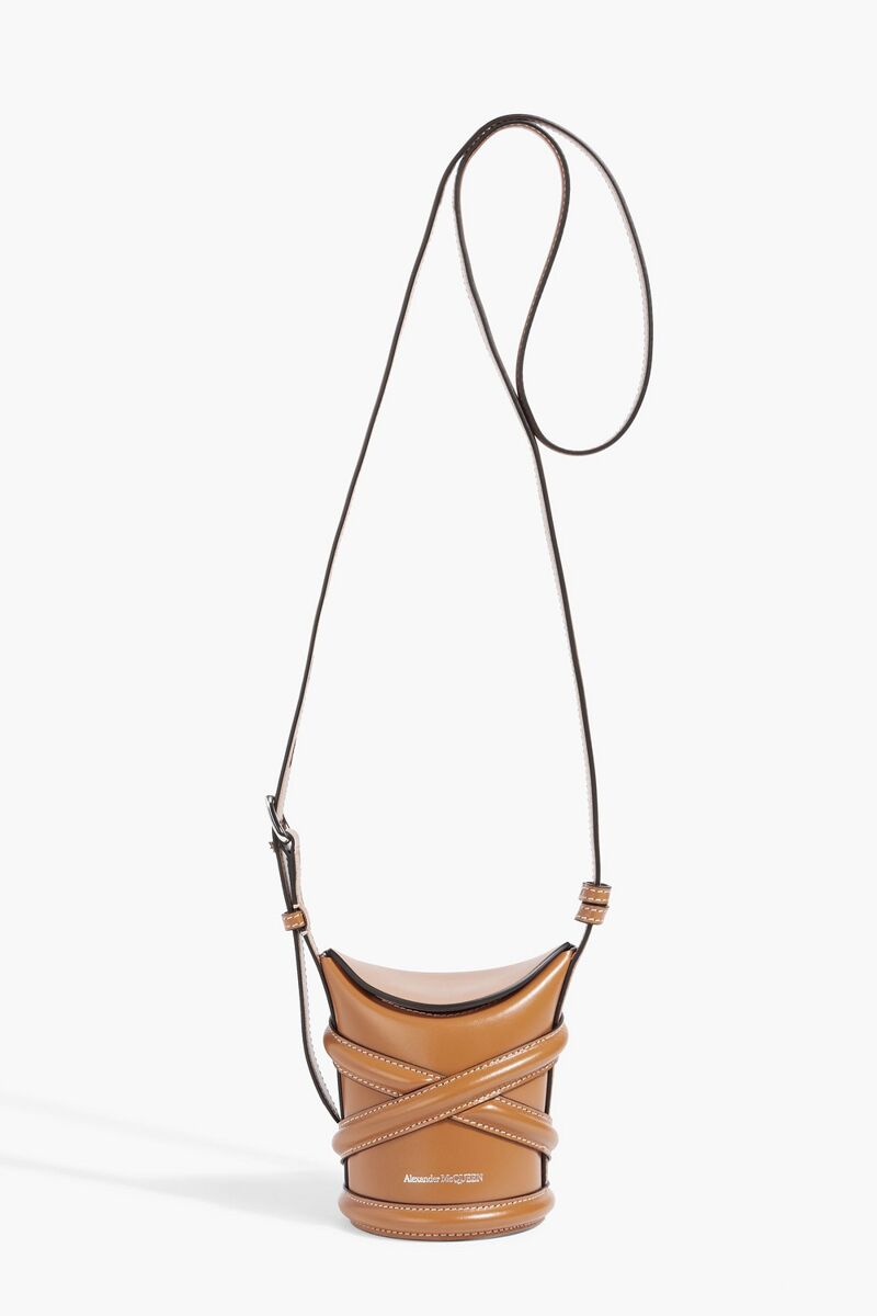McQueen - The Curve micro leather cross-body bag - Brown - OneSize