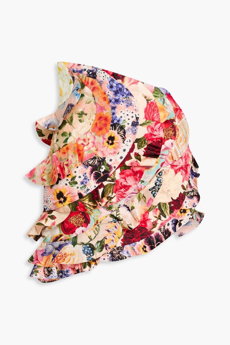 Zimmermann - Asymmetric floral-print linen and silk-blend mini skirt - Red - 2