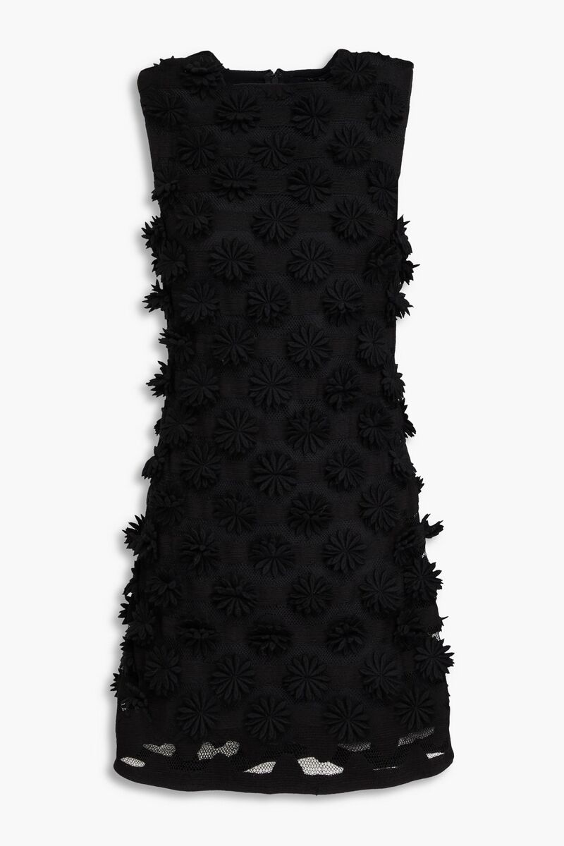 Róhe - Appliquéd mesh and crocheted cotton-blend mini dress - Black - DE 36