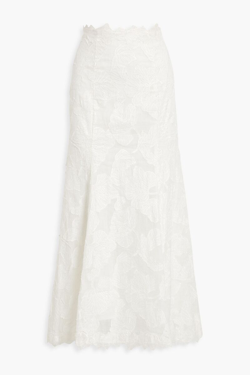 Rachel Gilbert - Emilia embroidered ramie-gauze maxi skirt - White - 5