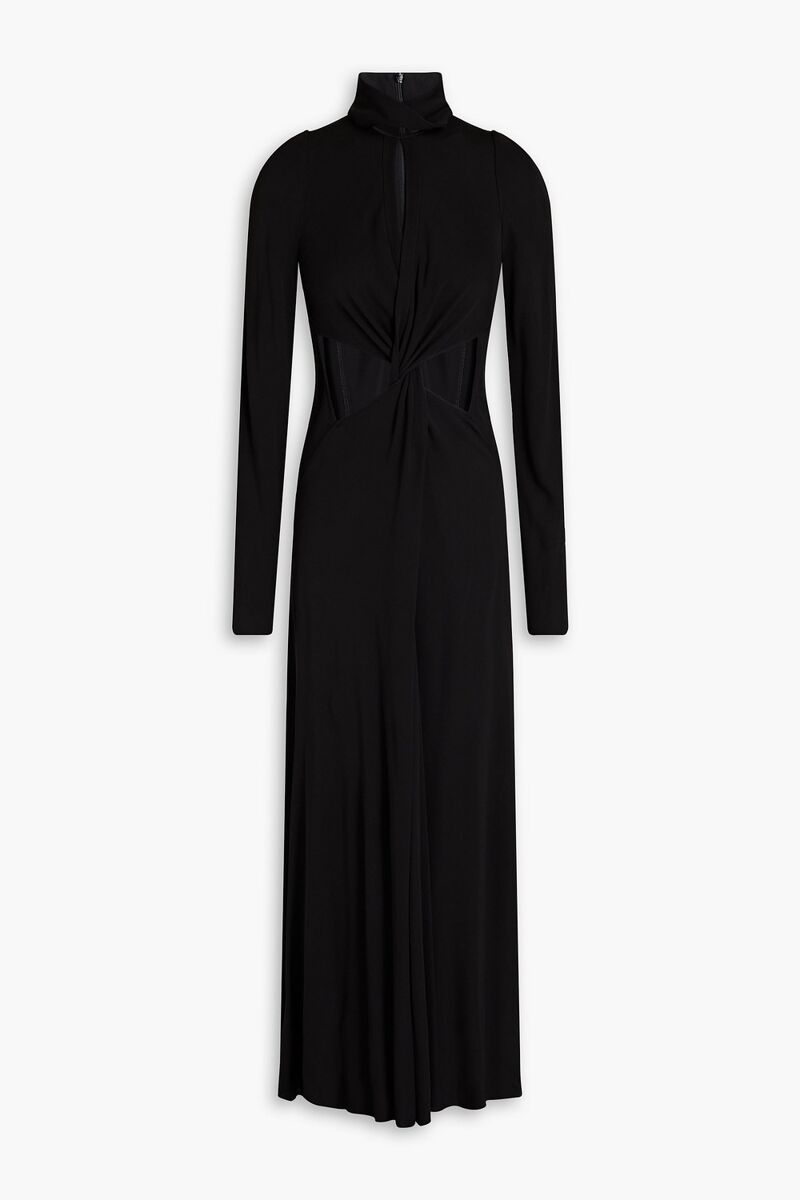 Victoria Beckham - Cutout twist-front jersey midi dress - Black - UK 10