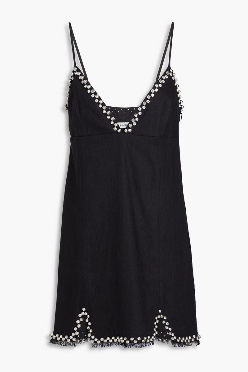 SIMKHAI - Azzura embellished linen-blend mini dress - Black - M