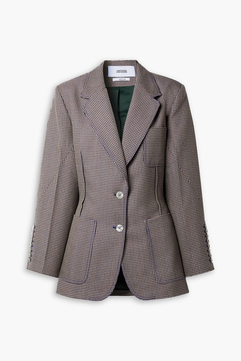 Christopher John Rogers - Checked wool-blend blazer - Neutral - US 6
