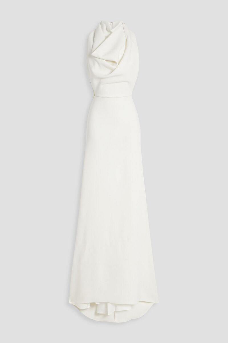 Badgley Mischka - Draped crepe gown - White - US 14