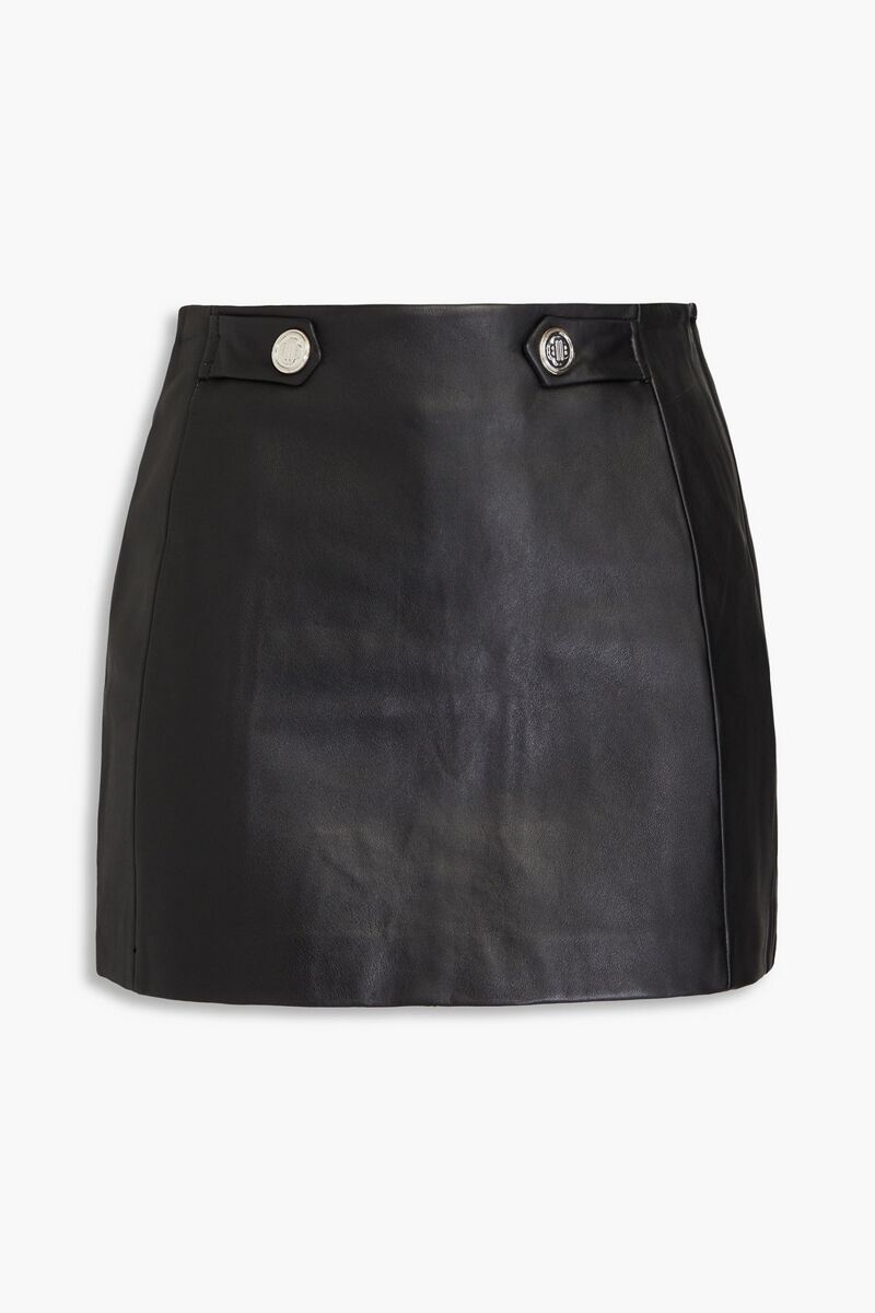 Maje - Leather mini skirt - Black - FR 42