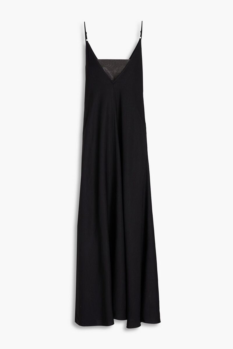 Brunello Cucinelli - Bead-embellished layered twill maxi dress - Black - S