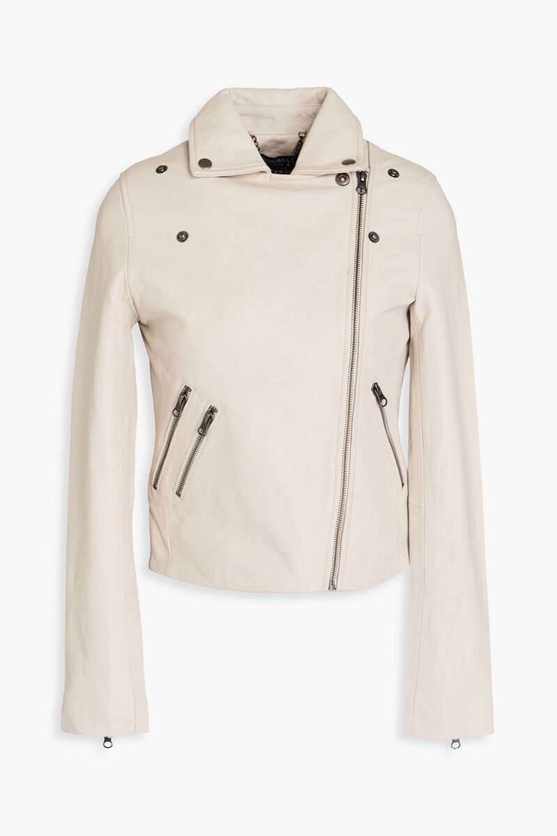 Muubaa - Mila leather biker jacket - Gray - UK 10