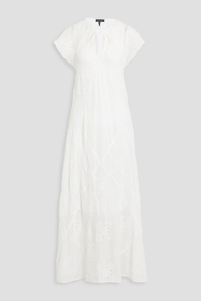 rag & bone - Delancy broderie anglaise ramie maxi dress - White - XS