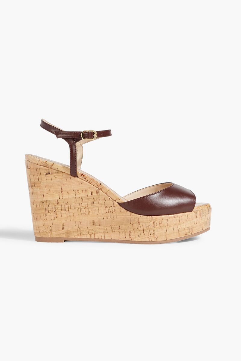 Stuart Weitzman - Palmina leather wedge sandals - Brown - EU 40