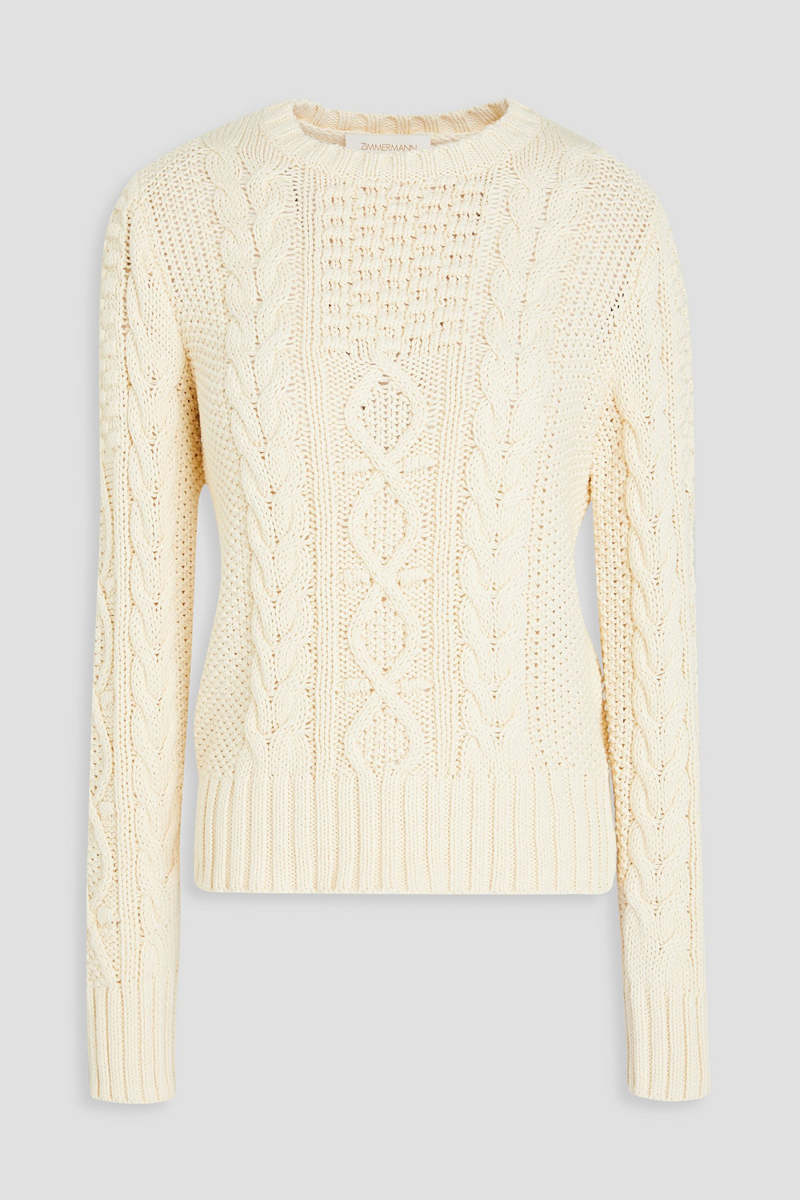 zimmermann - cable-knit cotton-blend sweater - white - 00