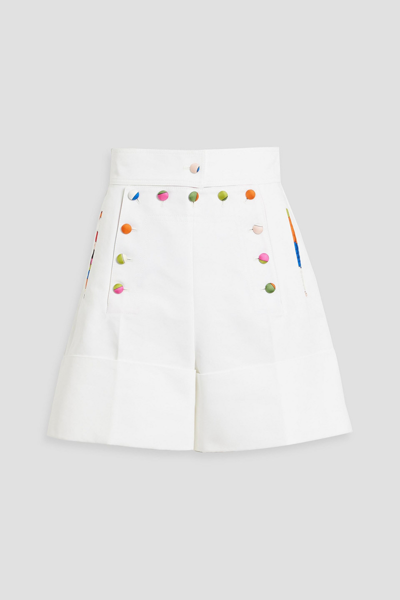 pucci - button-detailed cotton-blend shorts - white - it 42