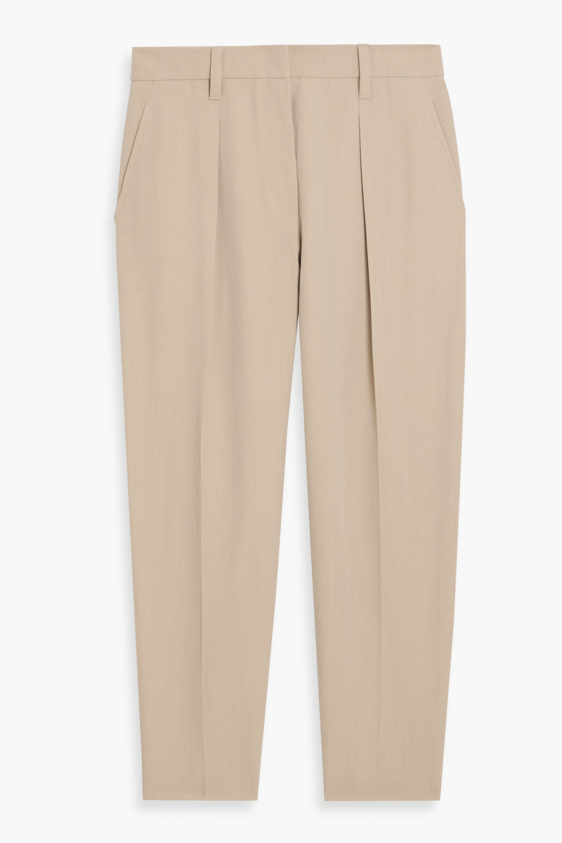 brunello cucinelli - pleated wool-blend twill tapered pants - neutral - it 42