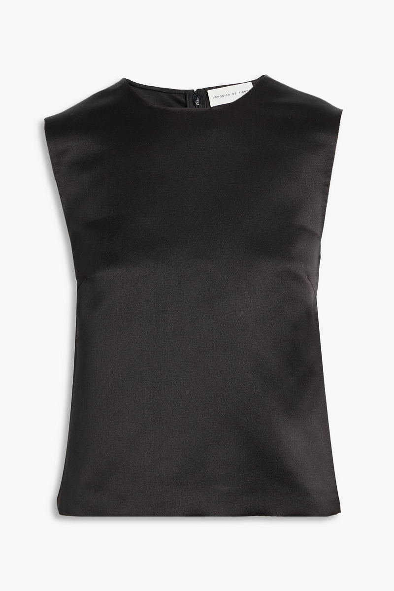 veronica de piante - allison duchesse silk-satin top - black - it 40