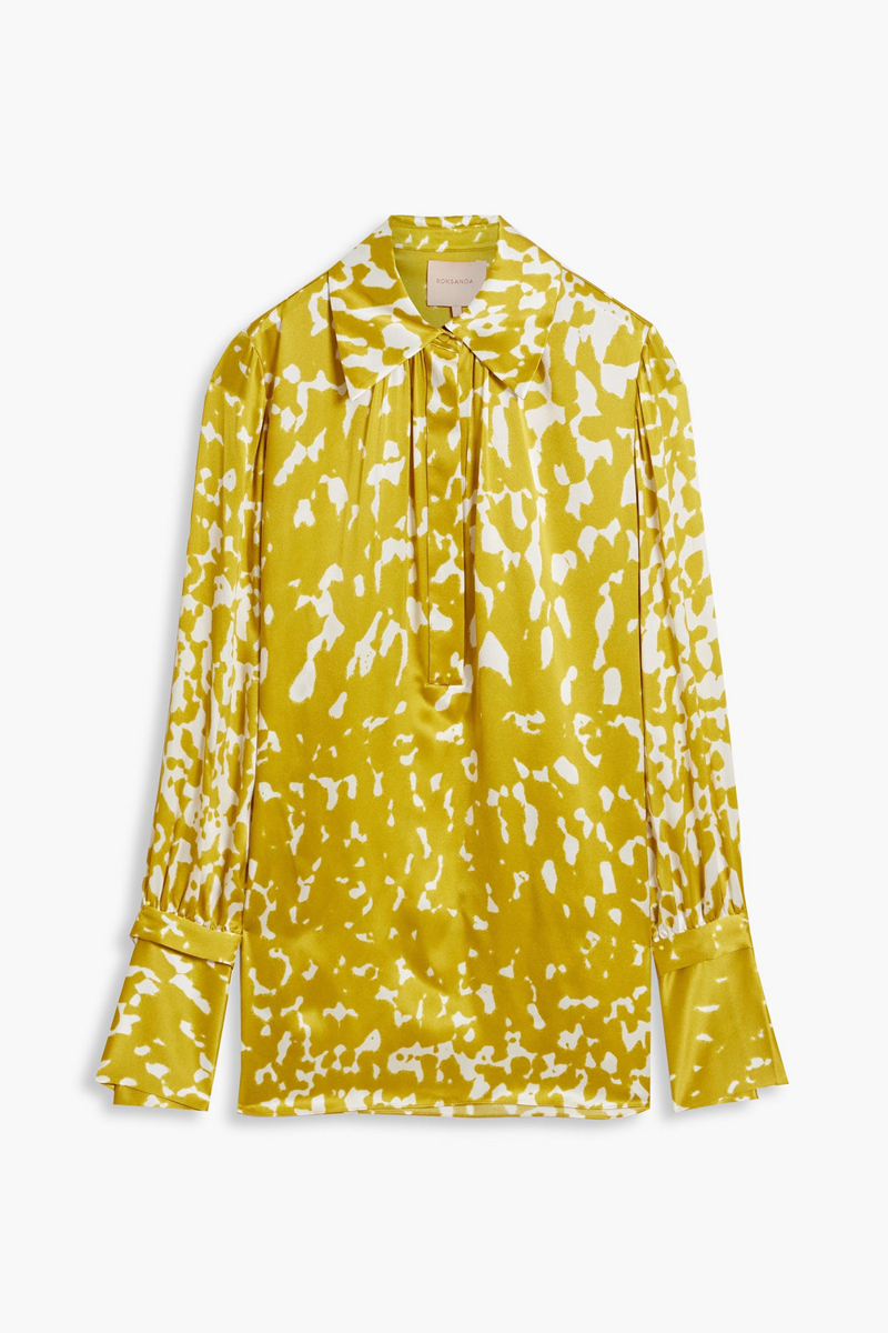 roksanda - printed silk-satin top - yellow - uk 12