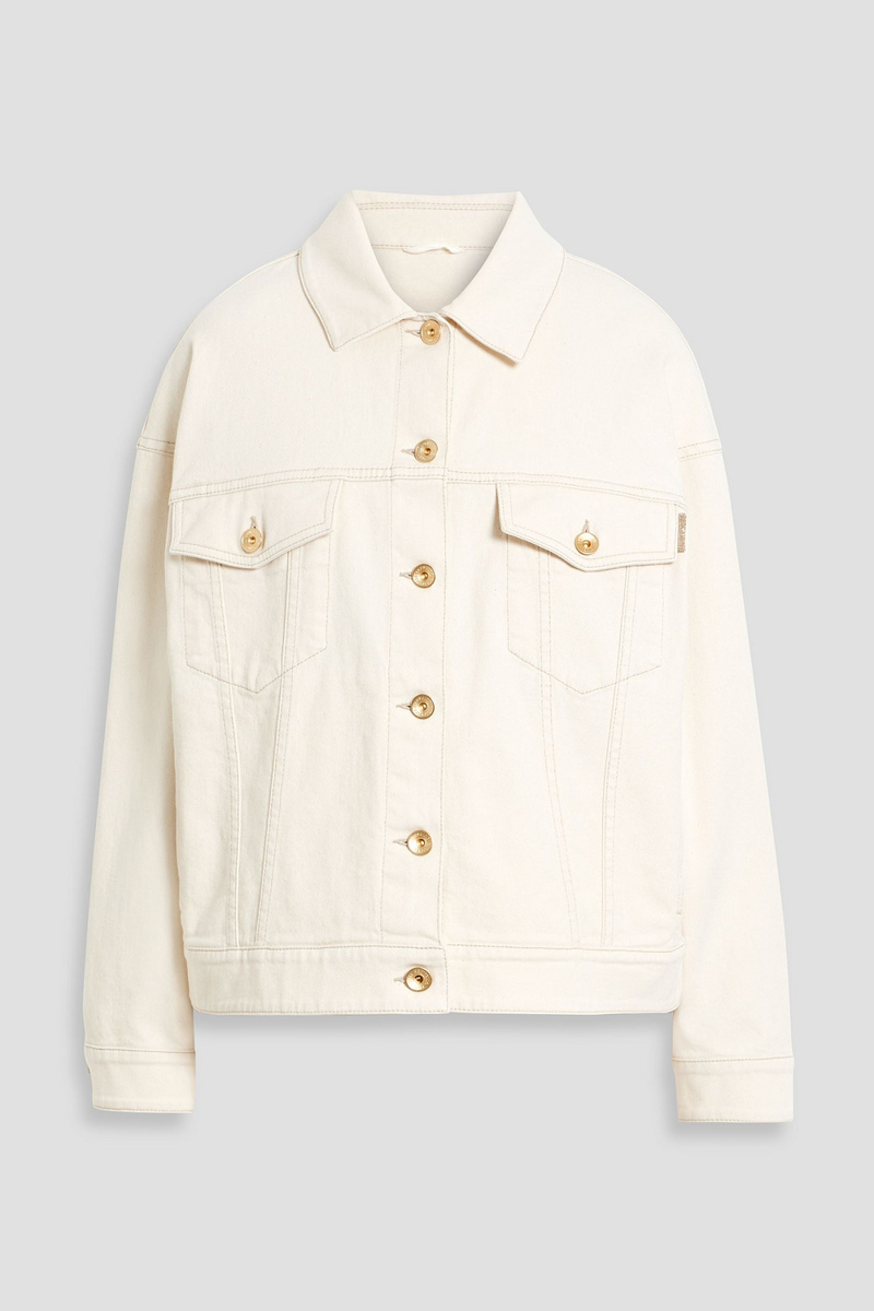 brunello cucinelli - bead-embellished denim jacket - white - it 48