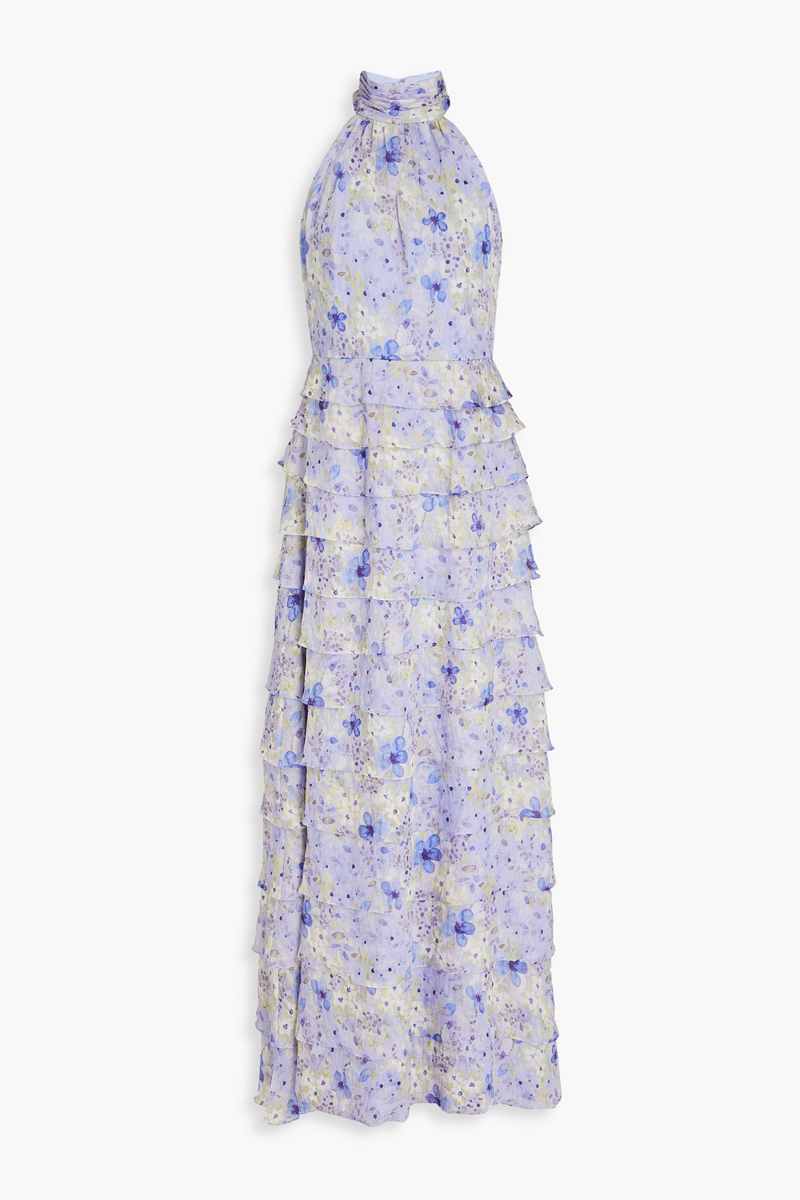Mikael Aghal - Tiered floral-print chiffon maxi dress - Purple - US 10