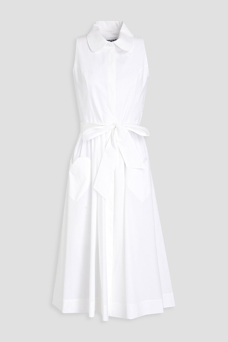 Moschino - Belted cotton-blend poplin midi shirt dress - White - IT 44