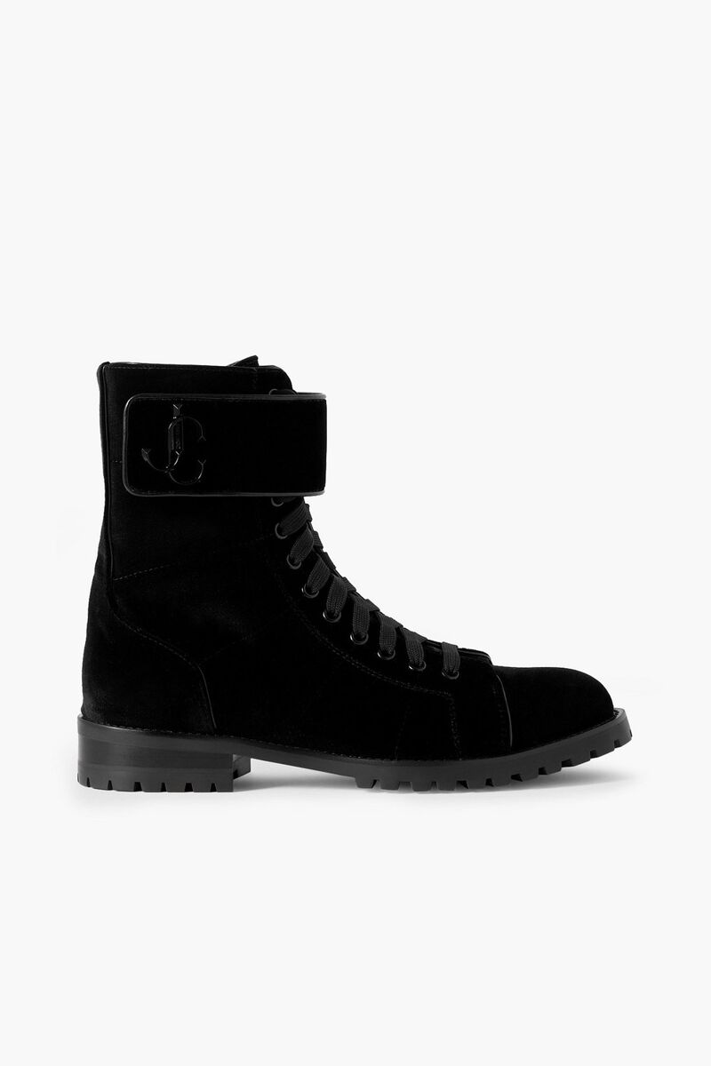 Jimmy Choo - Ceirus logo-embellished velvet ankle boots - Black - EU 36