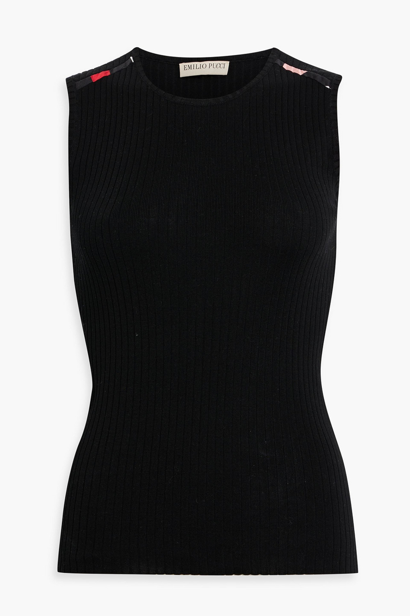 pucci - ribbed cotton tank - black - xs