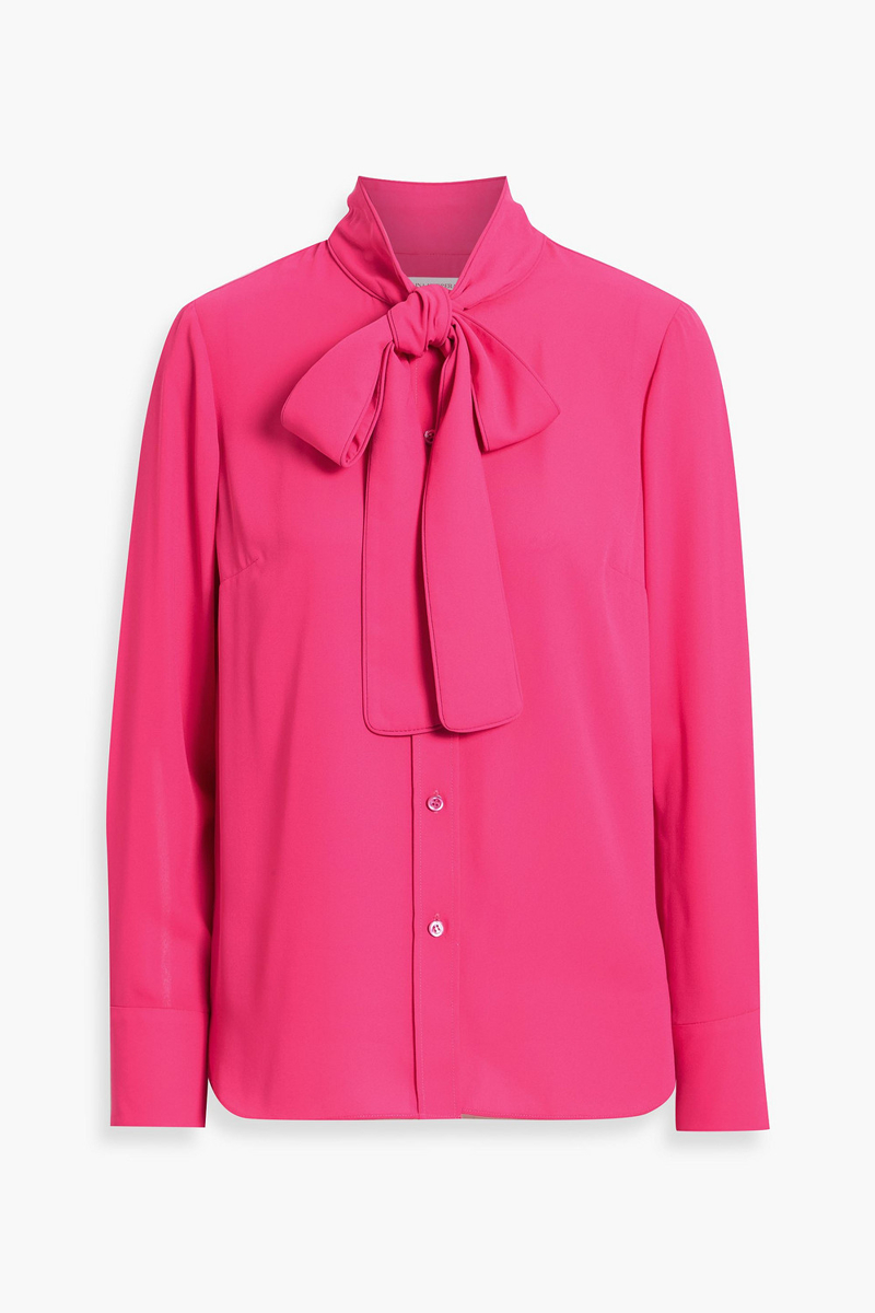 carolina herrera - pussy-bow crepe de chine blouse - pink - us 0