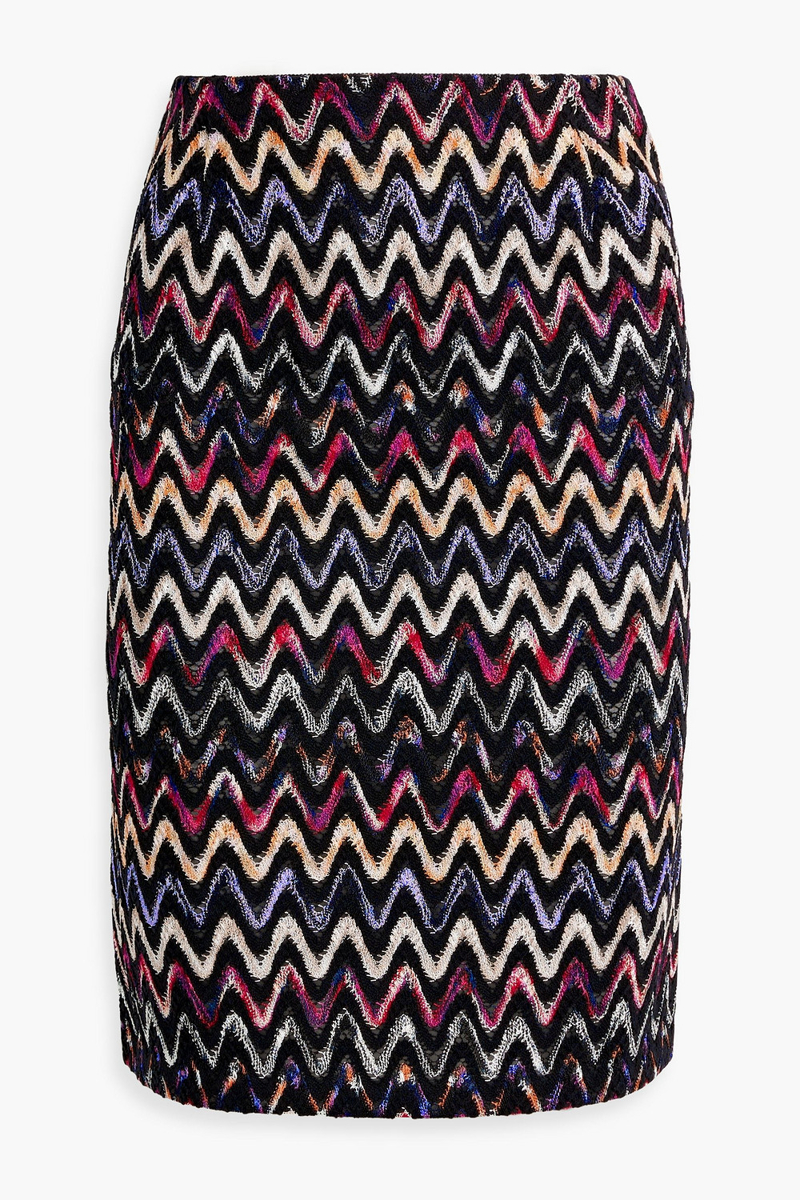 missoni - crochet-knit wool-blend pencil skirt - black - it 38