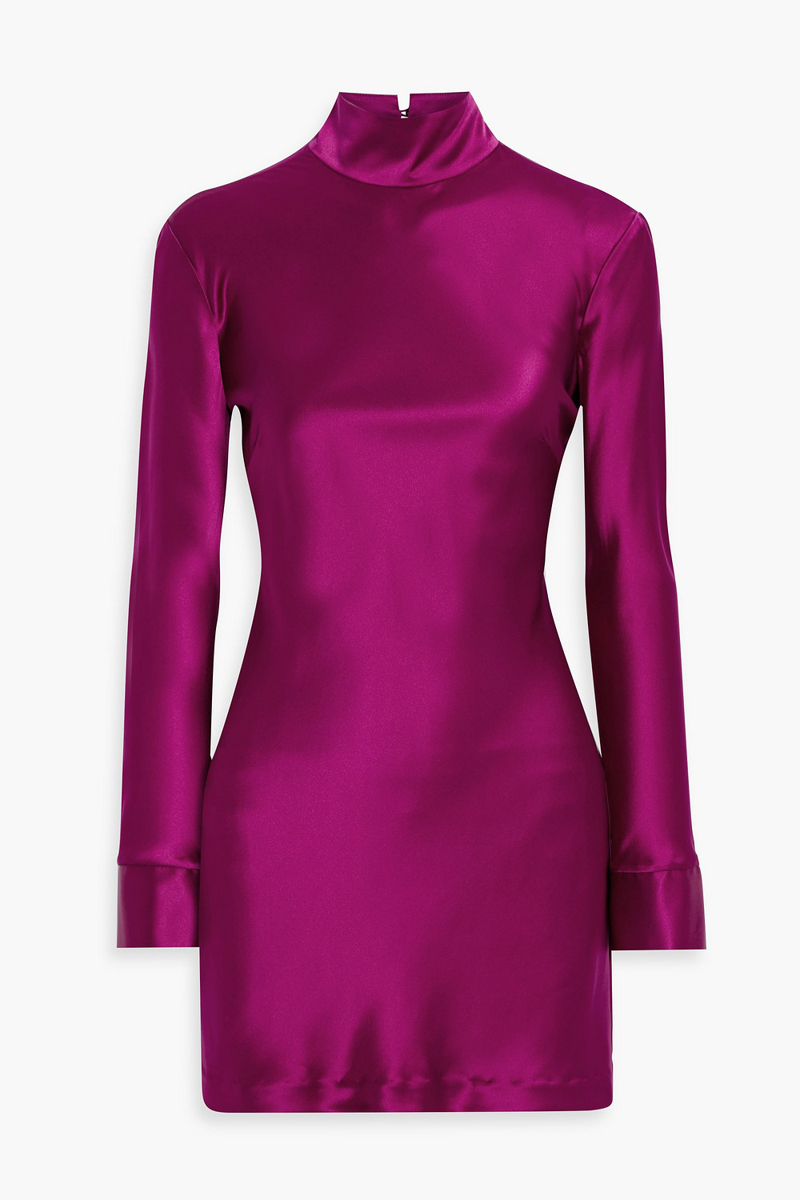 michelle mason - open-back cutout silk-satin mini dress - purple - us 8