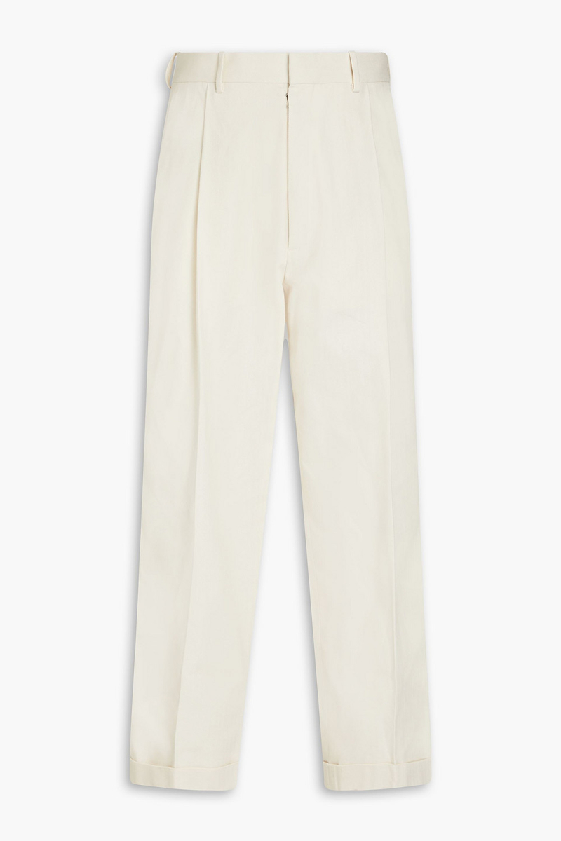 maison margiela - herringbone cotton-tweed tapered pants - white - it 36