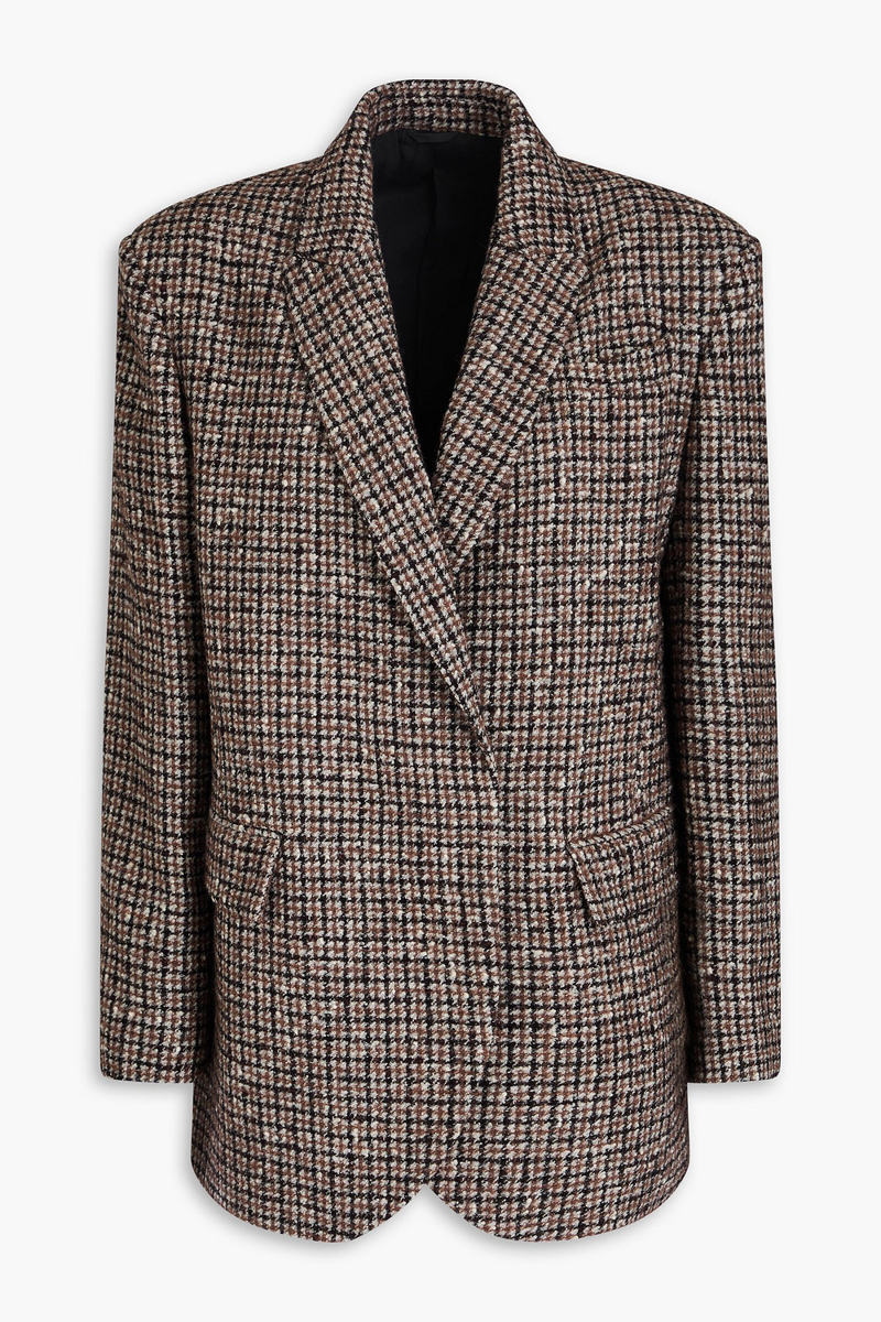 brunello cucinelli - checked wool-blend tweed blazer - brown - it 36