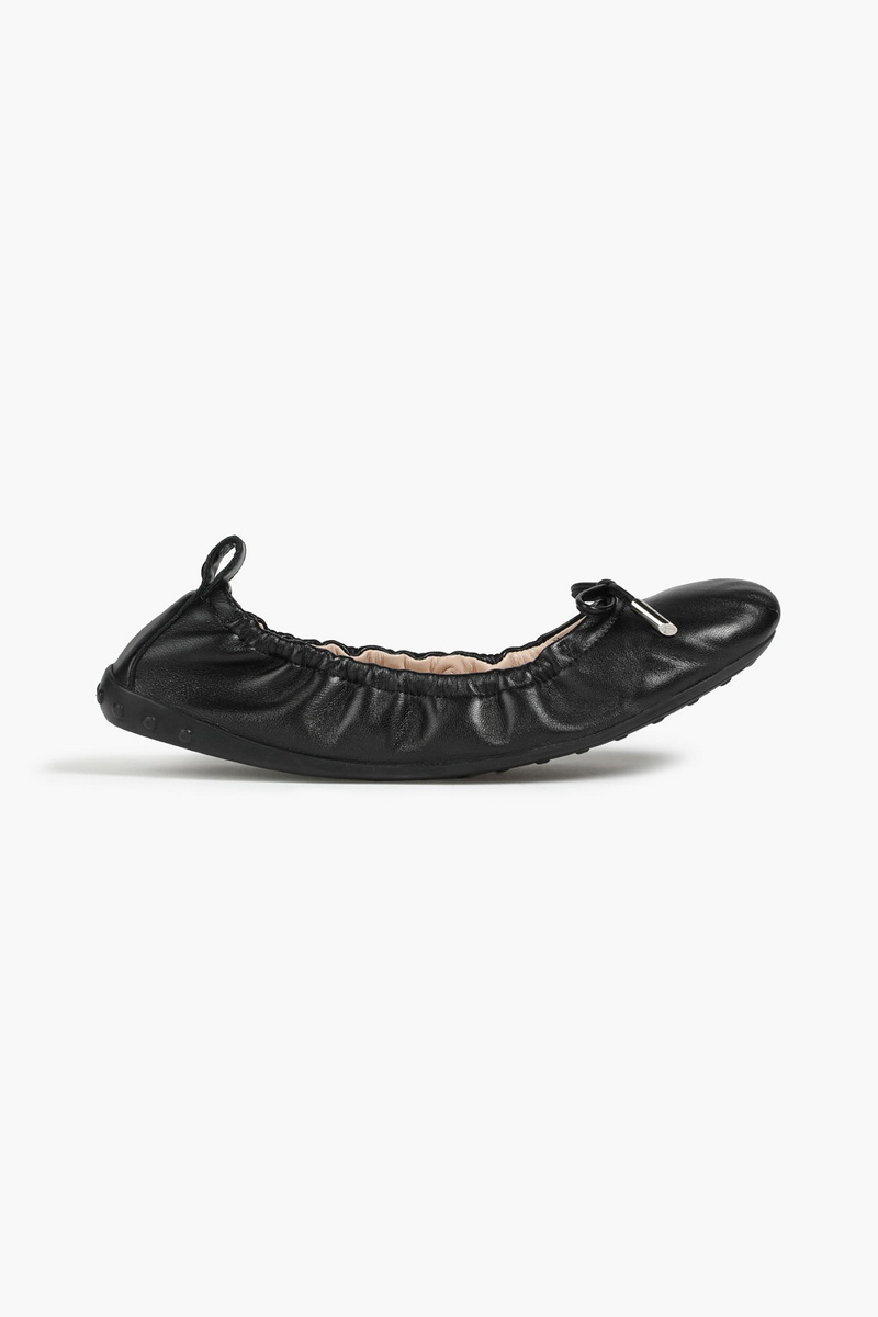 Tod's - Bow-embellished leather ballet flats - Black - EU 35.5