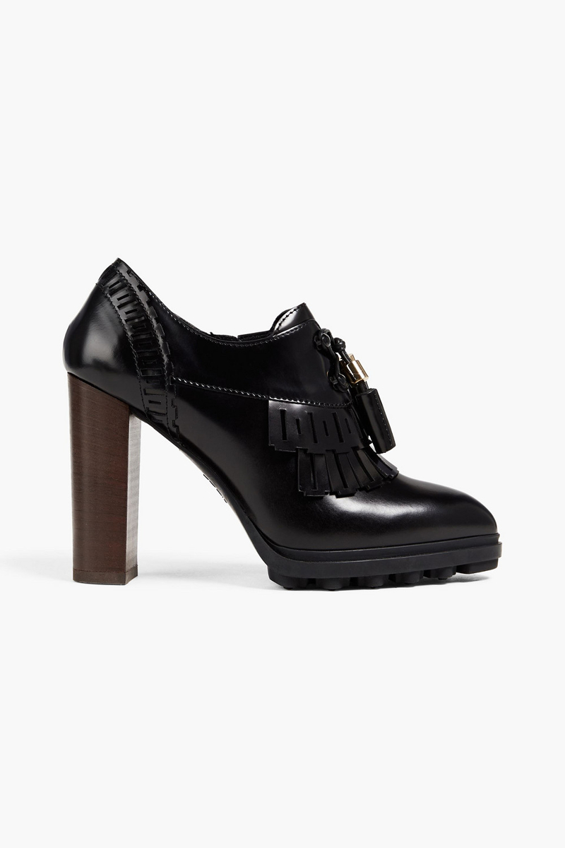 Tod's - Fringed laser-cut leather pumps - Black - EU 40