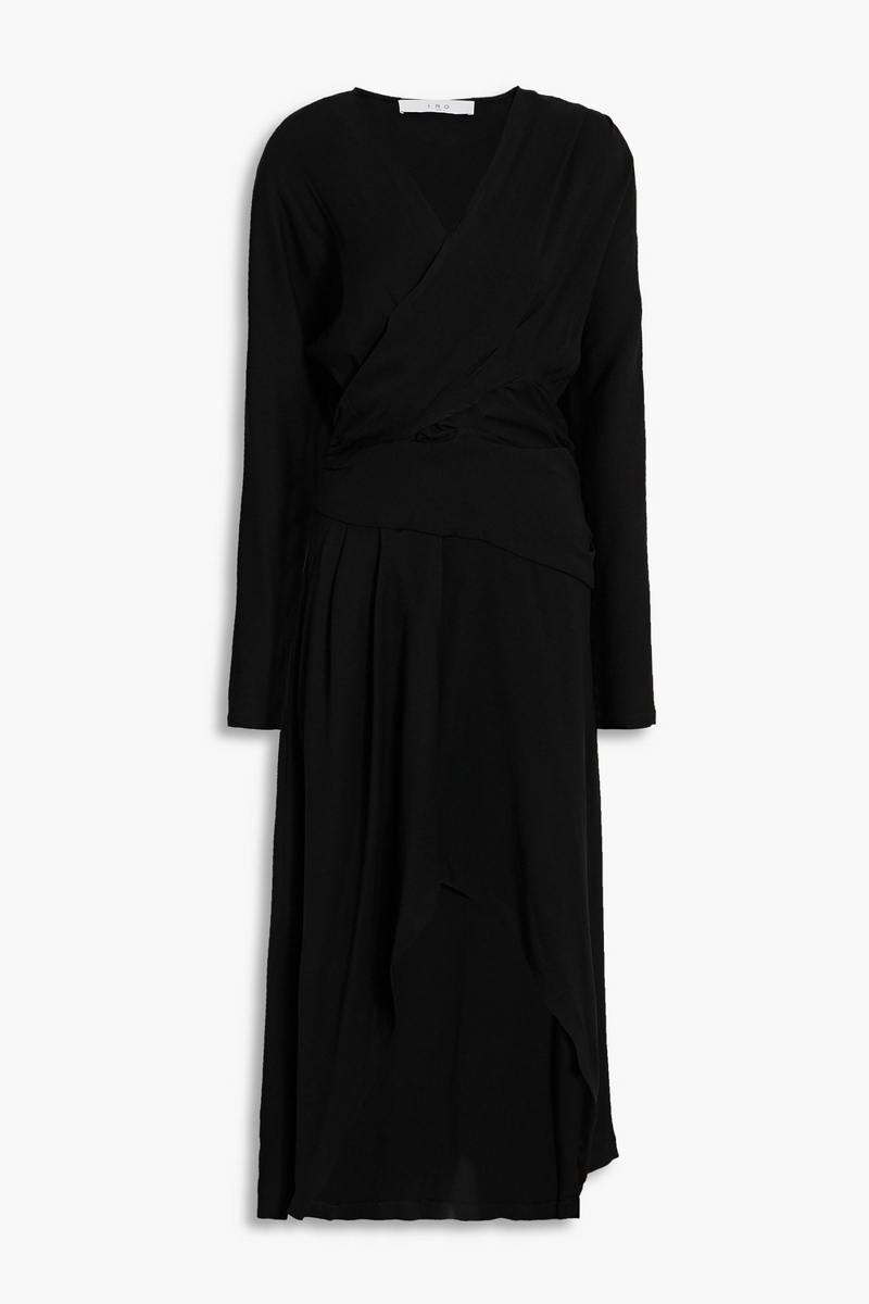 IRO - Elmas asymmetric wrap-effect crepe dress - Black - FR 36